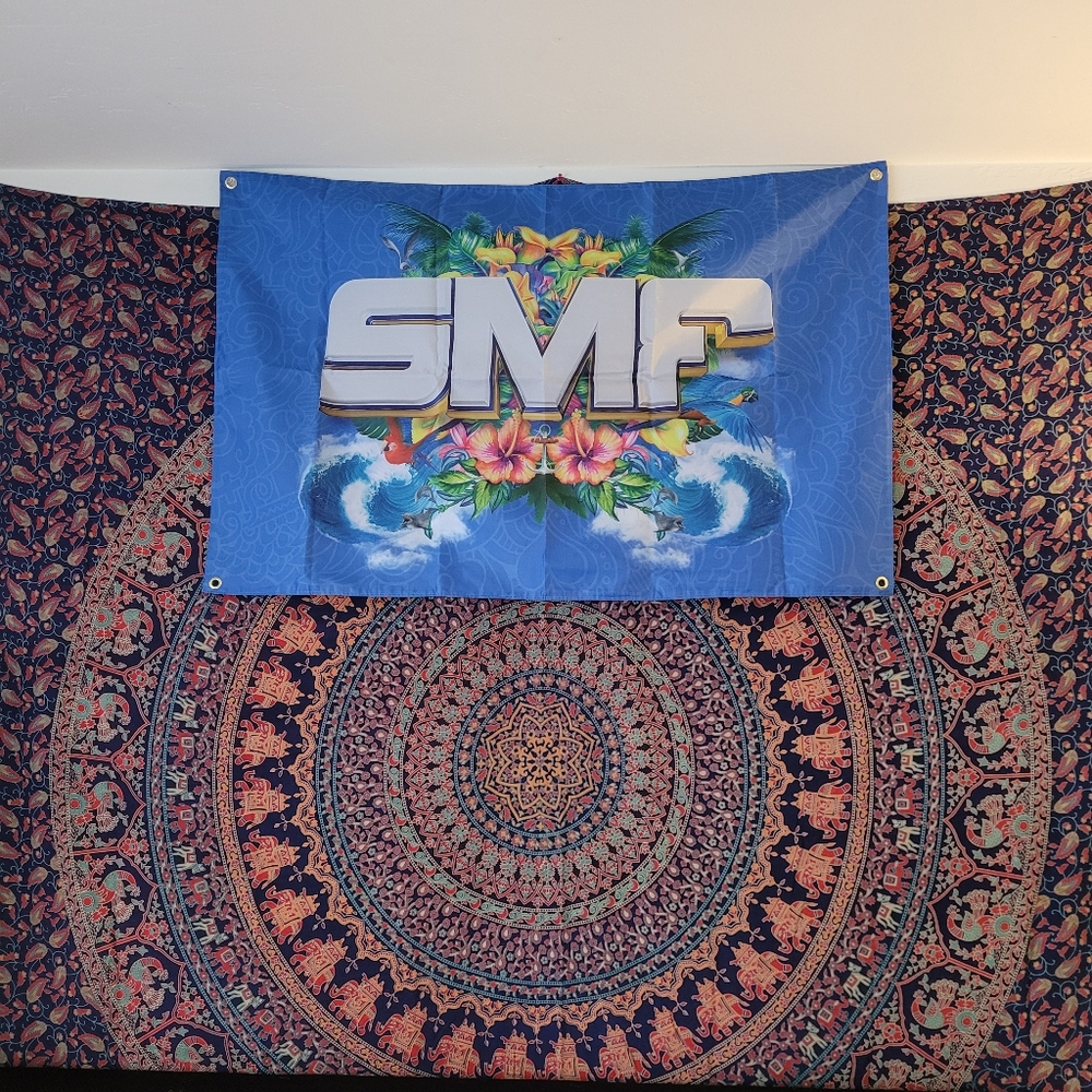 SMF Sunset Music Festival Flag thick sturdy material totem eyelet rings EDM